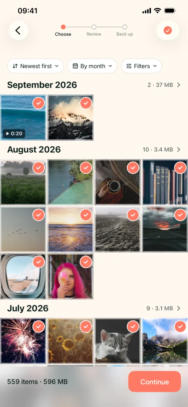My Photo Copy: choosing photos by month to copy to a drive