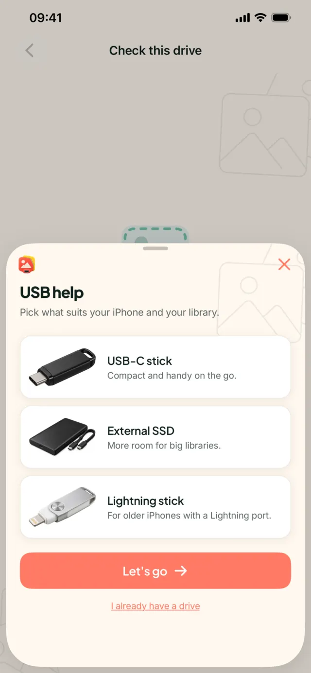 My Photo Copy USB help: which drive fits your iPhone